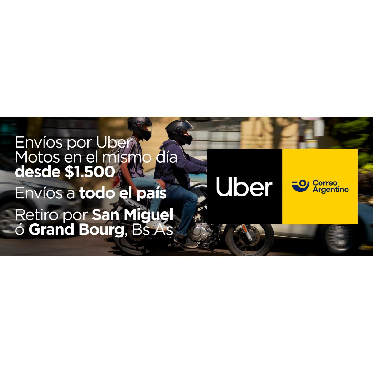 Recibí por Uber Moto en el día, envío a todo el país o retirás por San Miguel / Grand Bourg.