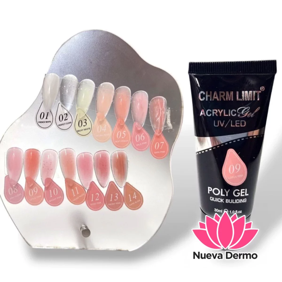 12 colores POLIGEL ACRYLGEL UV-LED CHARM LIMIT 30ML C/U