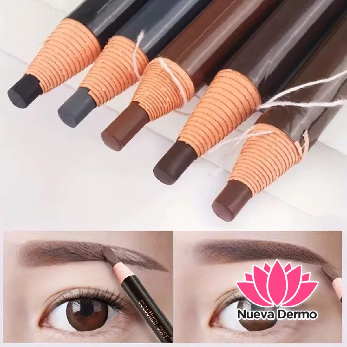 2 colores LAPIZ DERMOGRAFICO PARA CEJAS MICROBLADING X12PCS COLOR NEGRO Y MARRO