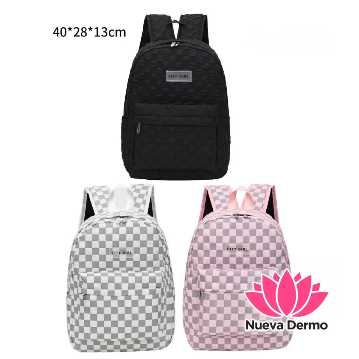 2 x 1 MOCHILA A CUADROS – CITY GIRL