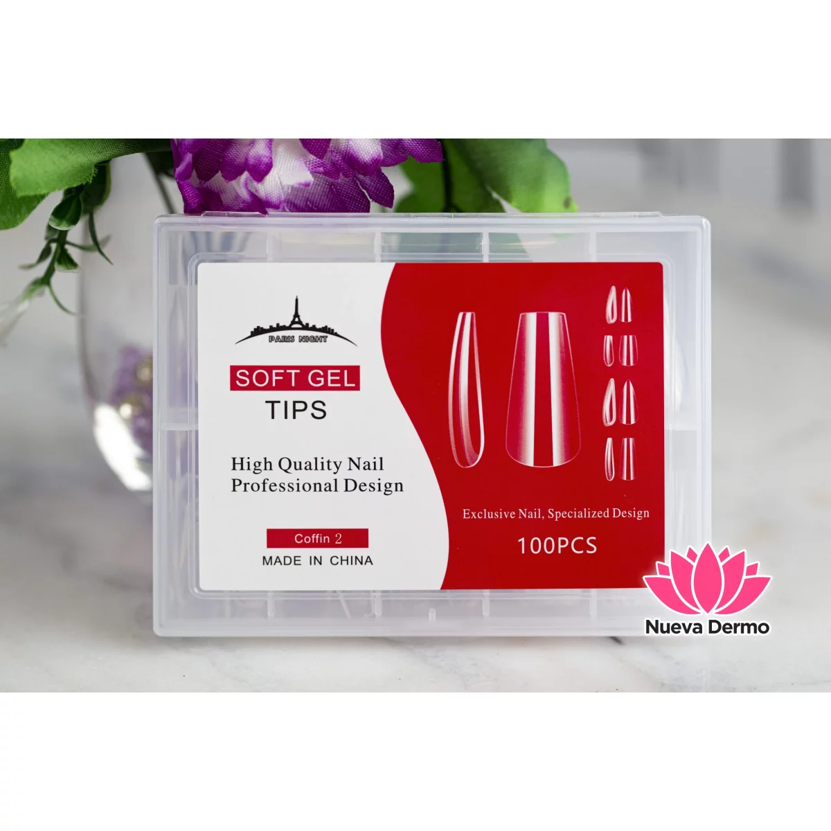 20253.2- TIPS SOFT GEL COFFIN*100PCS #2 EN CAJA 20253-2