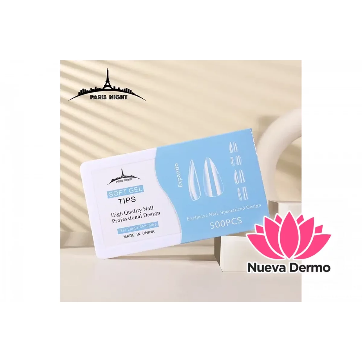 20753.4- TIPS SOFT GEL ALMENDRA *500 SET LARGA EN CAJA