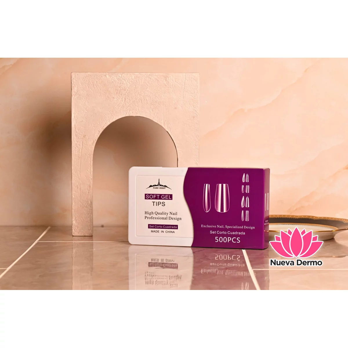20759.1- TIPS SOFT GEL CUADRADA *500 SET CORTA EN CAJA