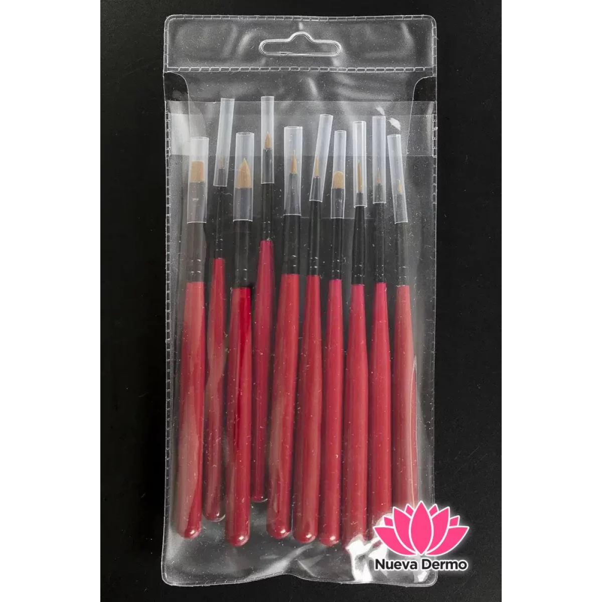 21198- SET DE 10 PINCELES ROJA