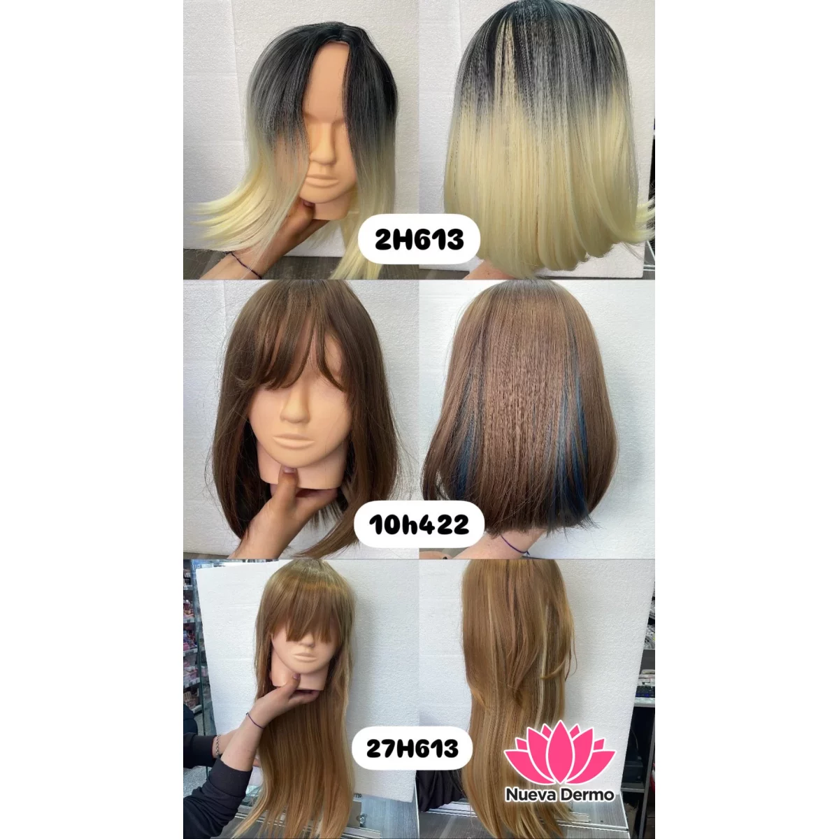 3 colores PELUCA SEMI NATURAL