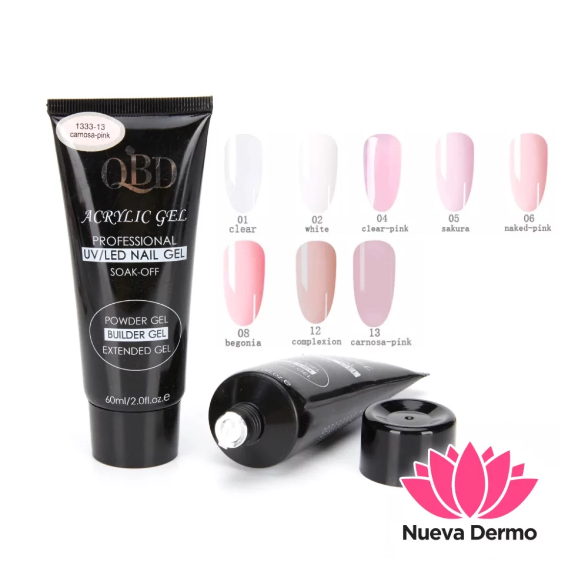 4 colores POLYGEL ACRILICO GEL QBD 60ML