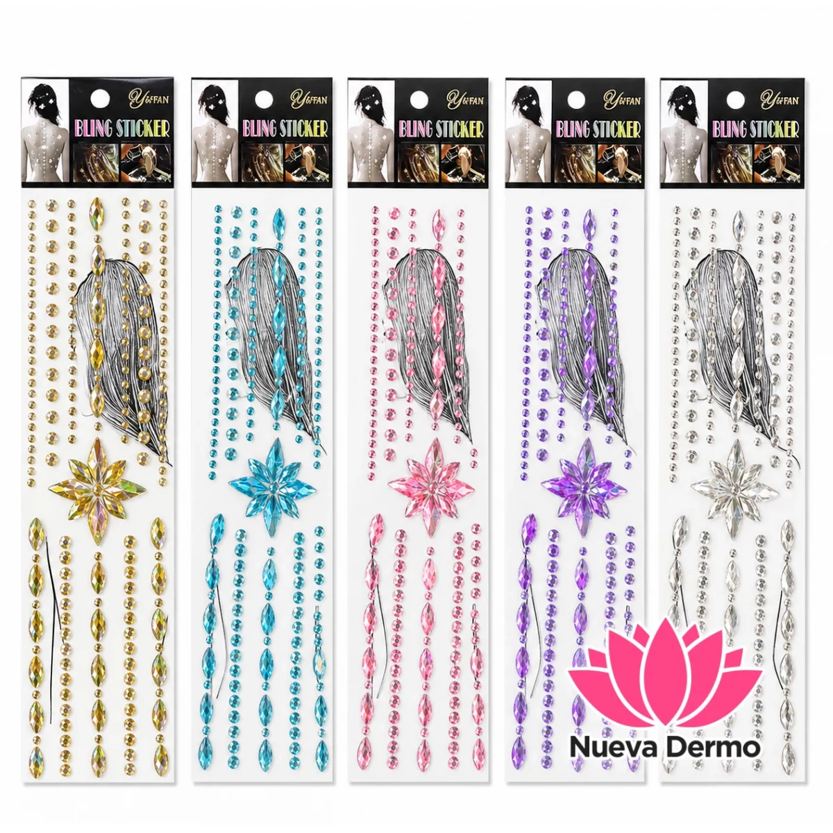 6 Planchas Strass Gemas Autoadhesiva Para Cuerpo Multiuso