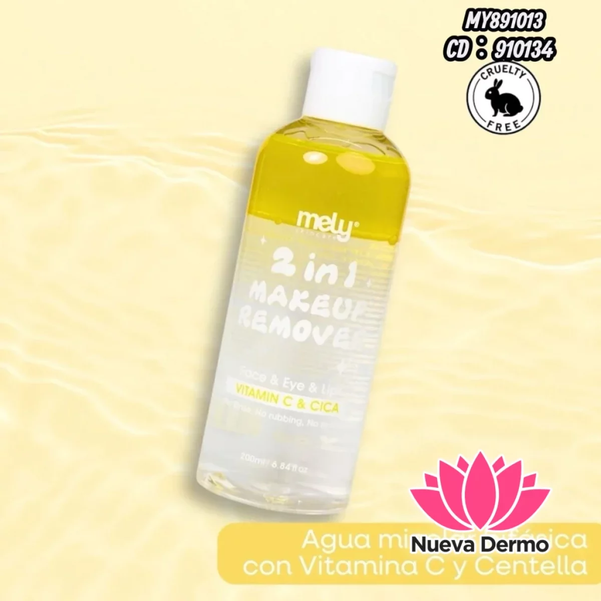 AGUA MICELAR BIFASICA CON VITAMINA C Y CENTELLA MELY MY891013 CD: 910134