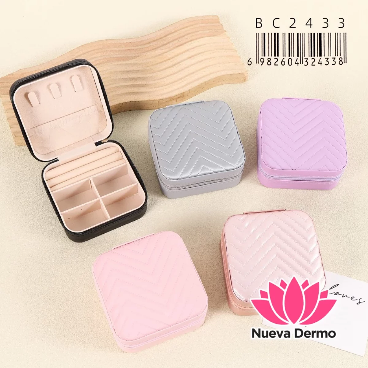 Alhajero de Viaje Mini Portátil con Textura de Rombos y Cierre BC2433/24338
