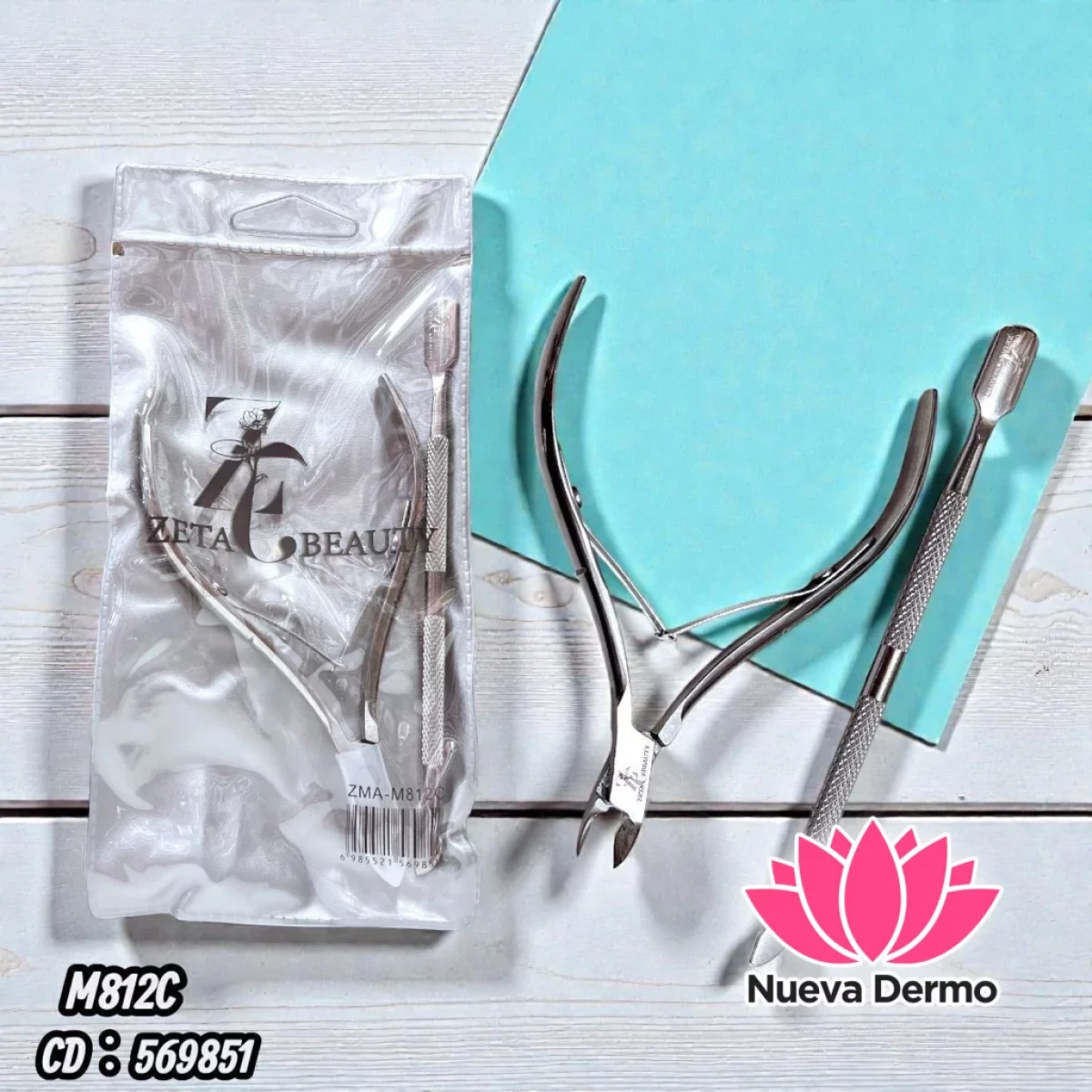 ALICATE CORTA CUTICULAS + REPUJADOR ZETA BEAUTY M812C CD: 569851