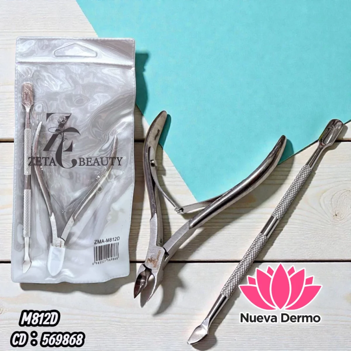 ALICATE CORTA CUTICULAS + REPUJADOR ZETA BEAUTY M812D CD: 569868
