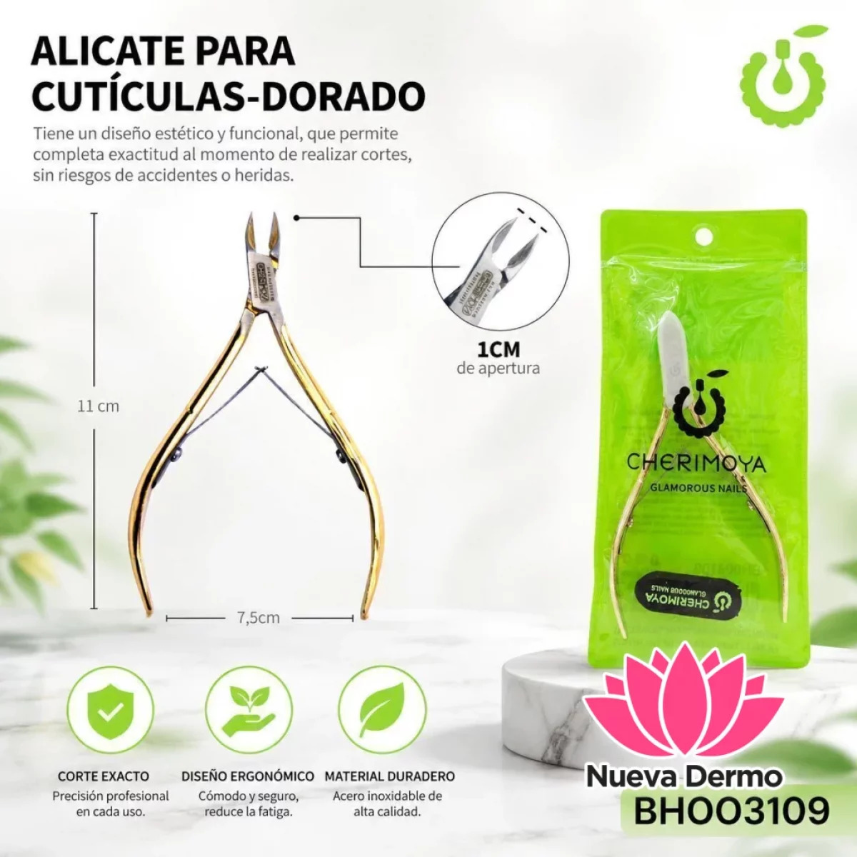 ALICATE PARA CUTICULAS -DORADO CHERIMOYA CD: BH003109