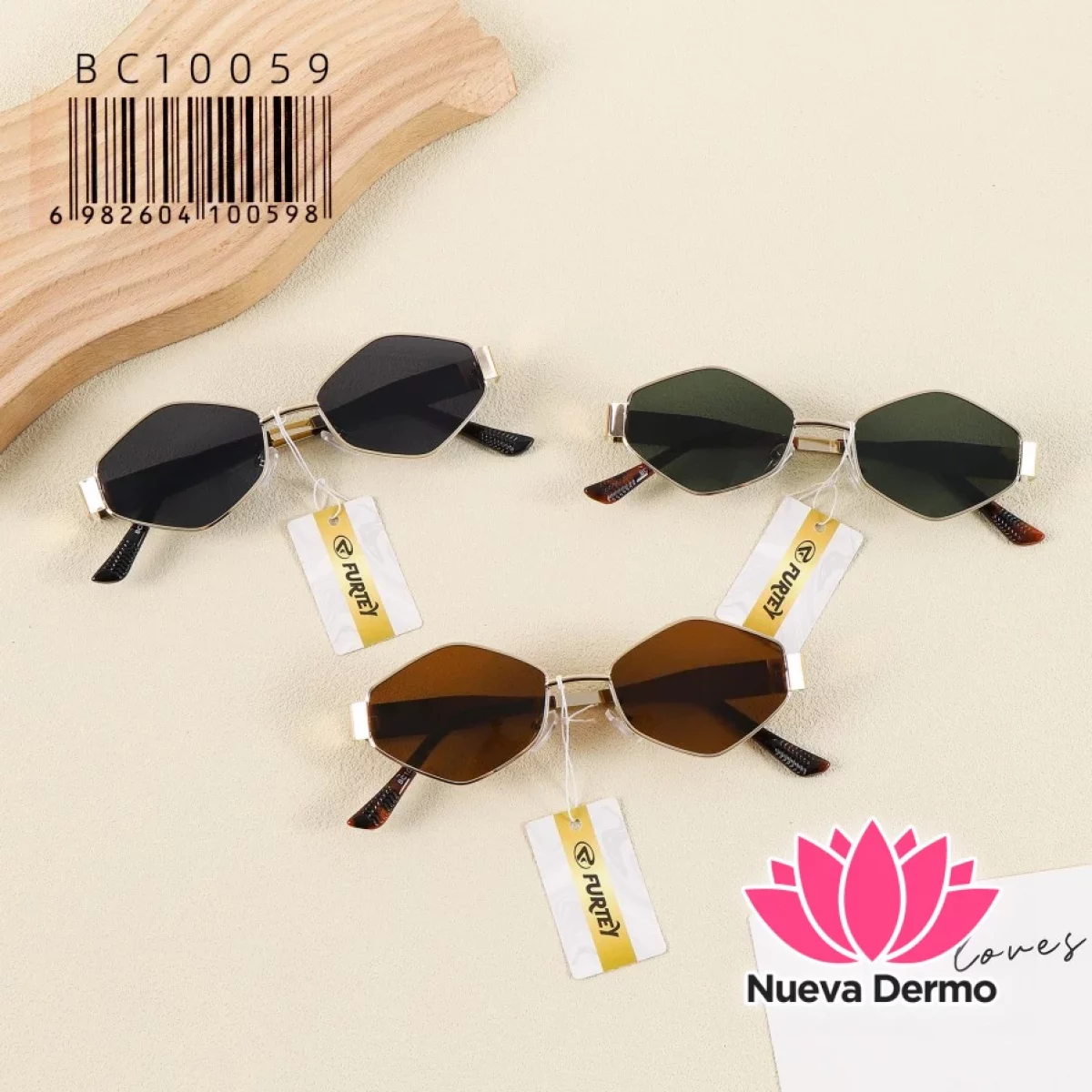 Anteojos de Moda Furtey Geometric Retro Metal Accesorio BC10059/100598