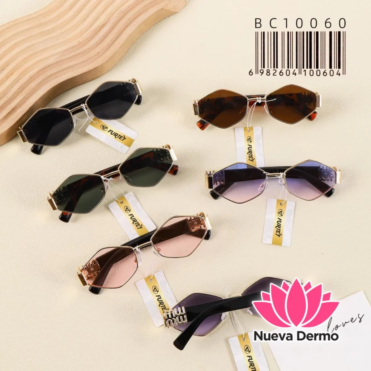Anteojos de Moda Furtey Geometric Retro Metal Accesorio BC10060/100604