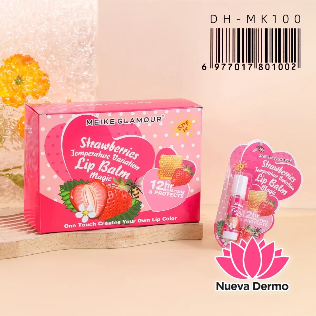 Bálsamo Labial de Frutilla Meike Glamour – Hidratación Intensiva DH-MK100/01002