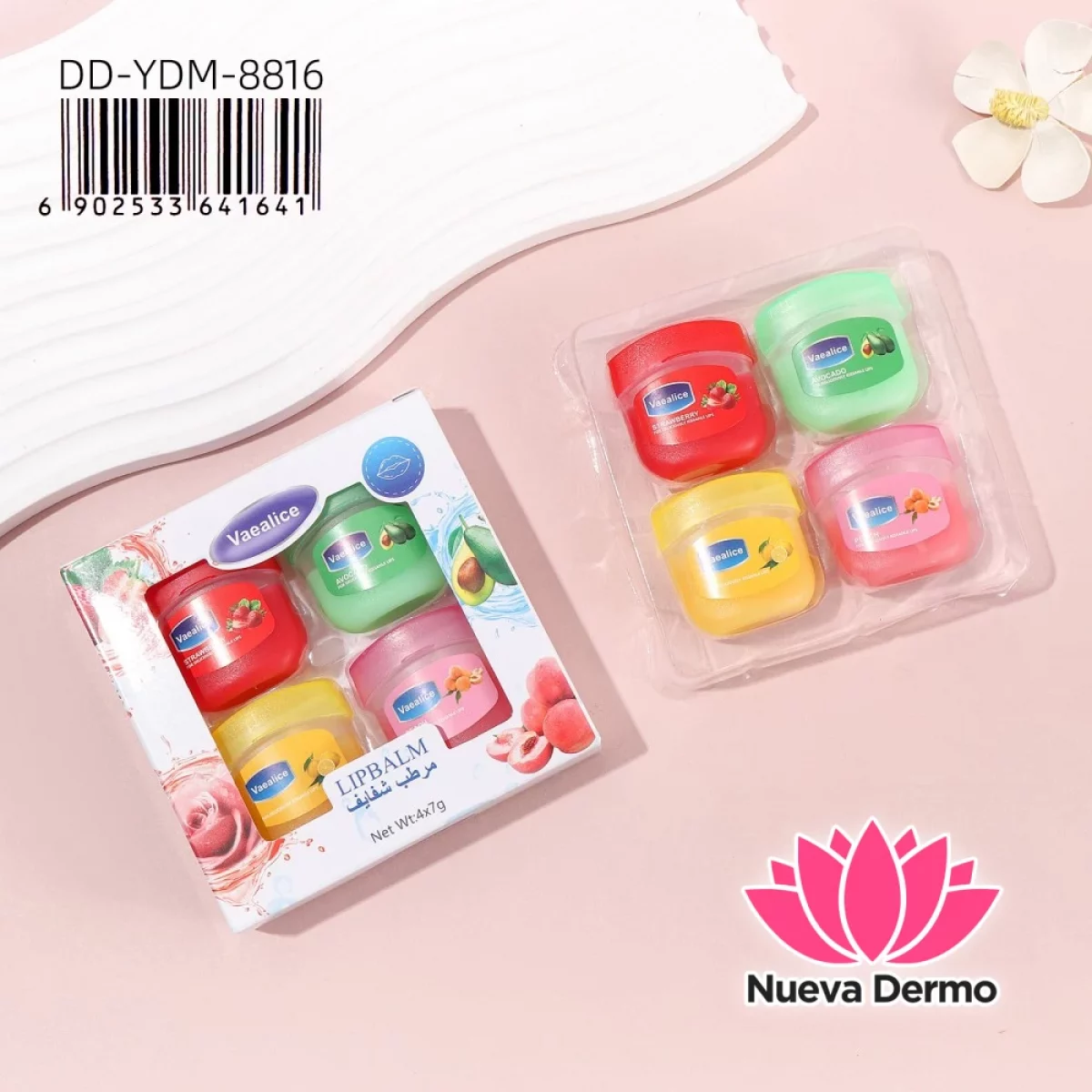 Bálsamo labial hidratante frutal (set de 4 unidades) Vaealice DD-YDM-8816