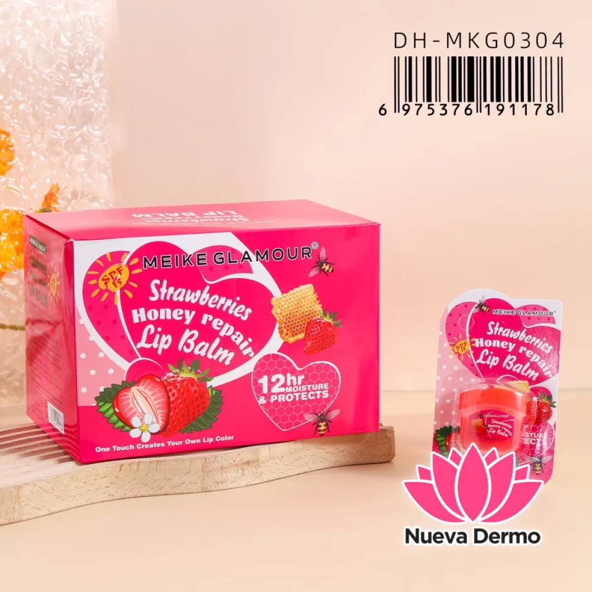 Bálsamo Labial Meike Glamour Strawberry Honey Repair – Reparación Intensiva DH-MKG0304/91178