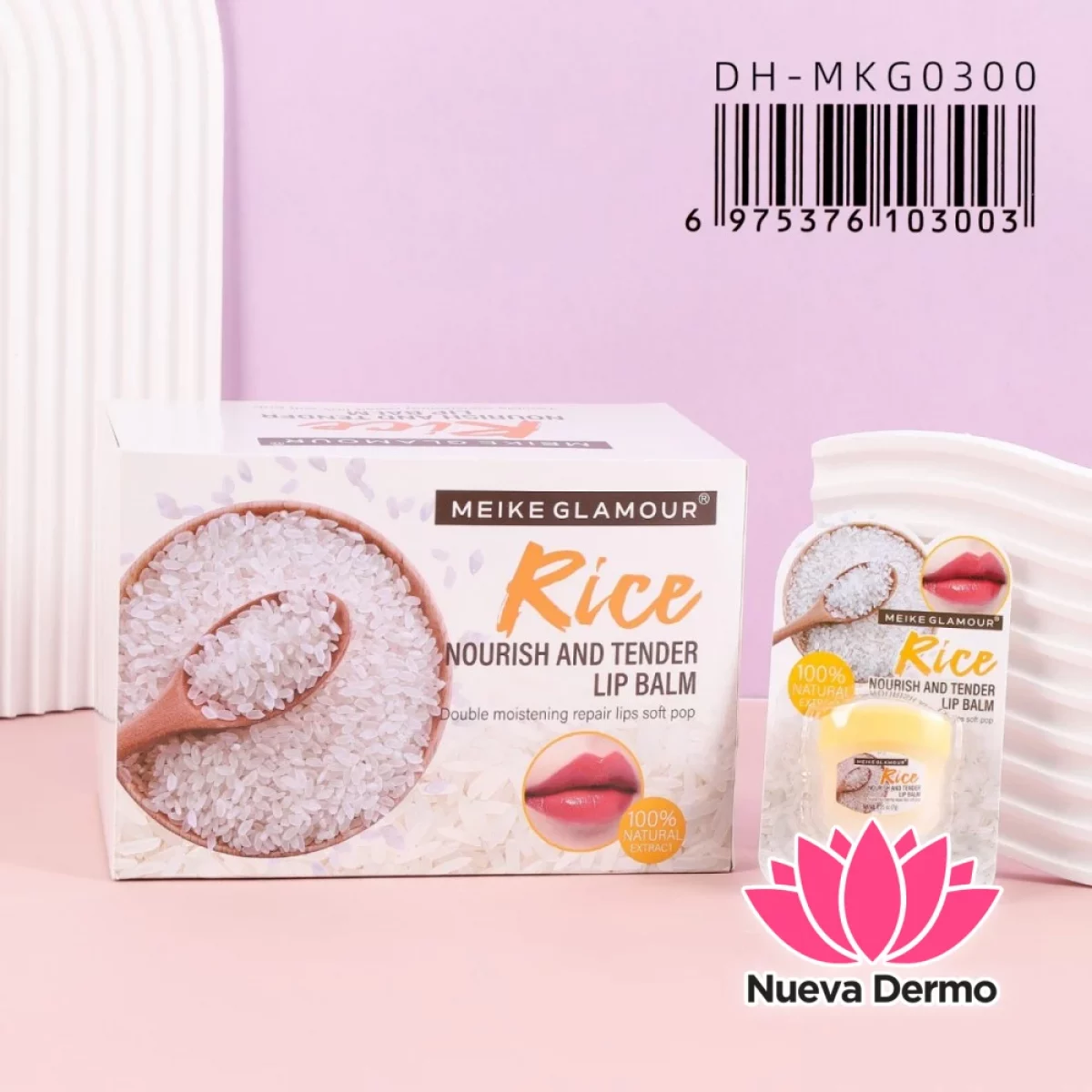Bálsamo Labial Nutritivo De Arroz Rice Nourish And Tender DH-MKG0300/103003 MEIKE GLAMOUR