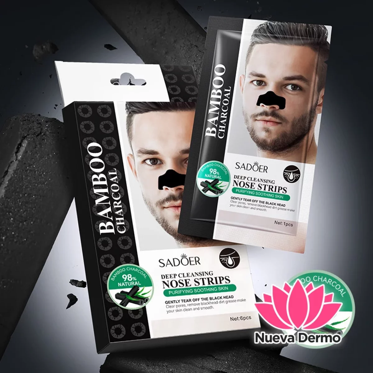 Banda Nasal de Carbon para Hombre Elimina Puntos Negros Limpieza Profunda Zona T 57195