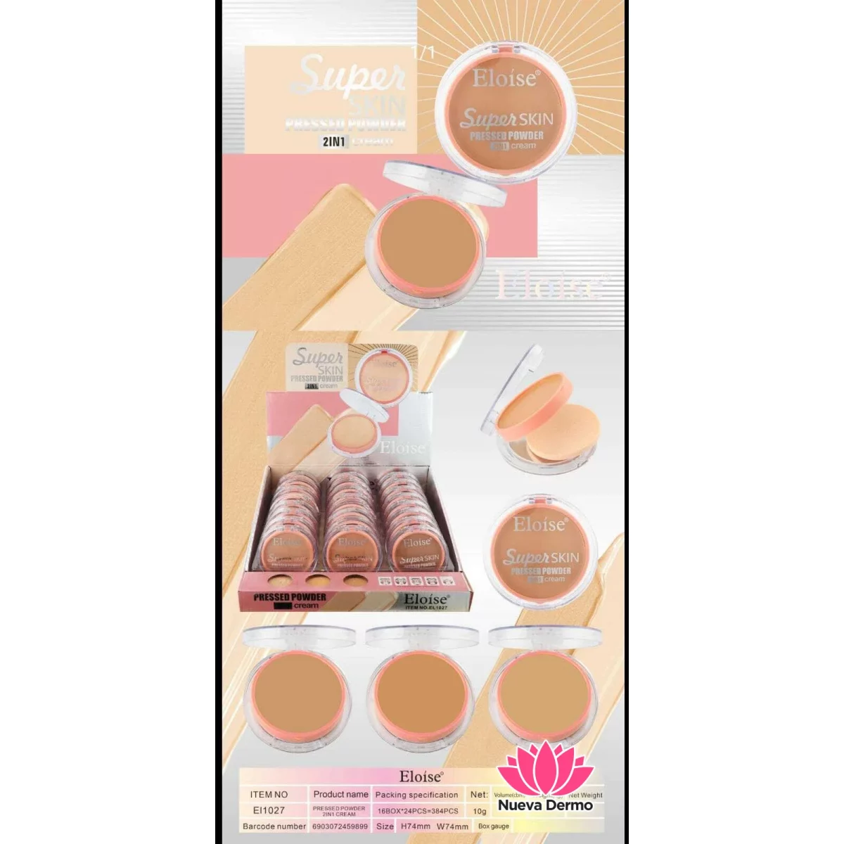 Base en crema con esponja y espejo (459599) ELOISE ! APROBADO POR ANMAT !