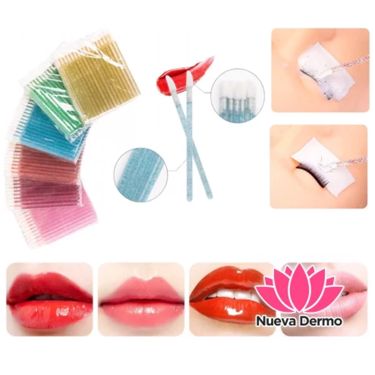 BROCHA PARA LABIOS DESCARTABLE CON GLITTER X50