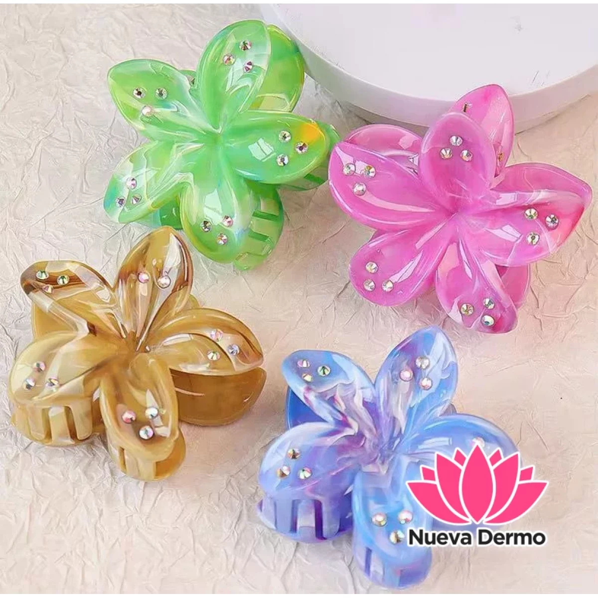 BROCHE FLOR HAWAIANA C/STRASS PAQUTE X6PCS**JZ-5956-202