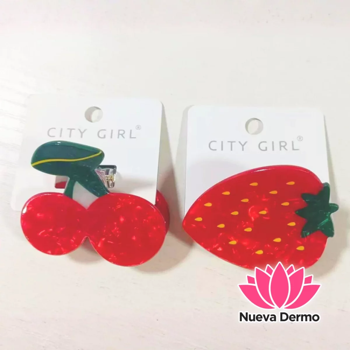 BROCHES CEREZA / FRUTILLA TORNASOL – PAQUETE 12 UNIDADES