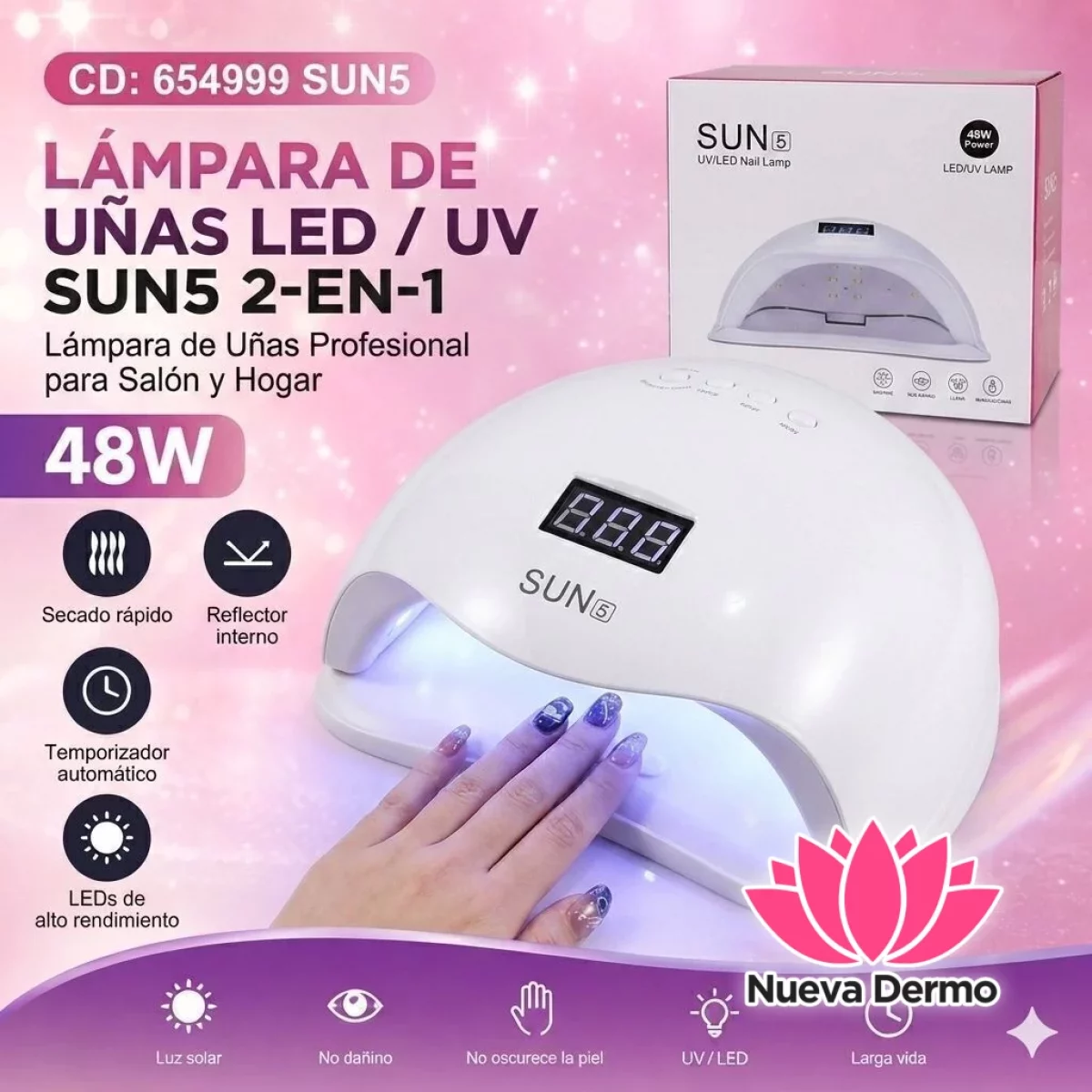 CABINA LAMPARA LED/UV SUN5 48W CD: 654999