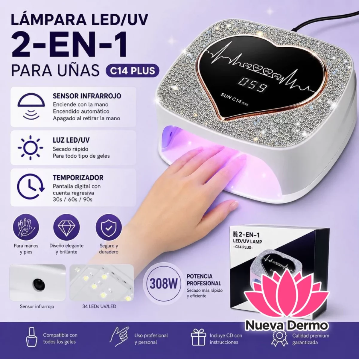CABINA LED/ UV 2 EN 1 C14 PLUS