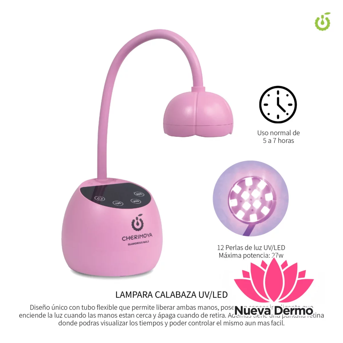 Cabina UV 27w p/soft gel rosa inalámbrica Cherimoya #bh003385