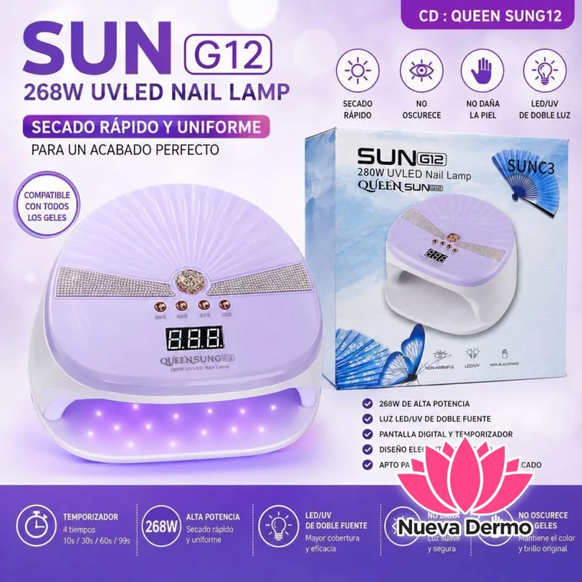 CABINA UV/LED 268W QUEEN SUNG12