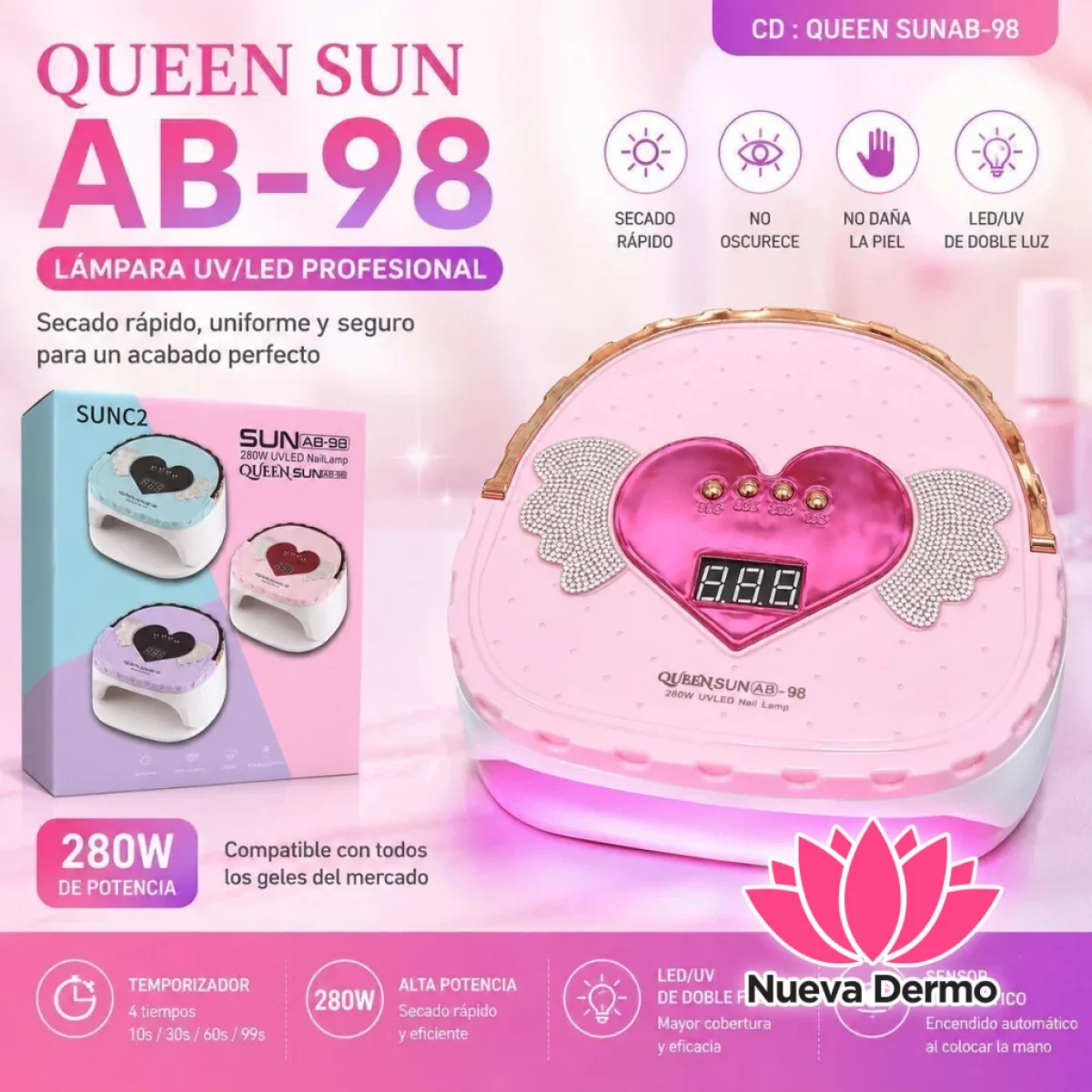 CABINA UV/LED 280W QUEEN SUN AB-98