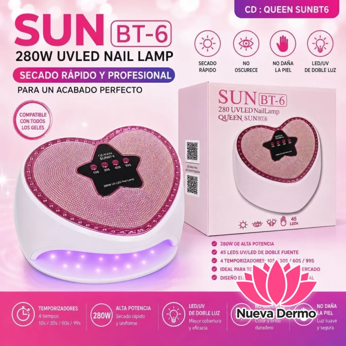 CABINA UV/LED 288W QUEEN SUN BT-6