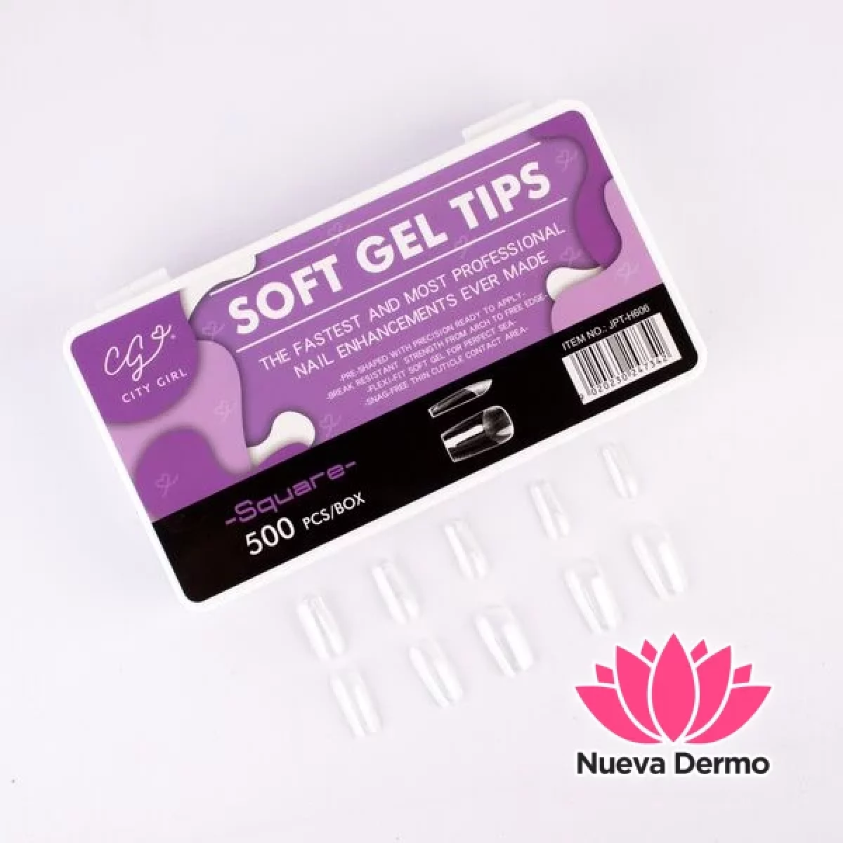 Caja de Tips Soft Gel Square 600 Pcs City Girl 47342
