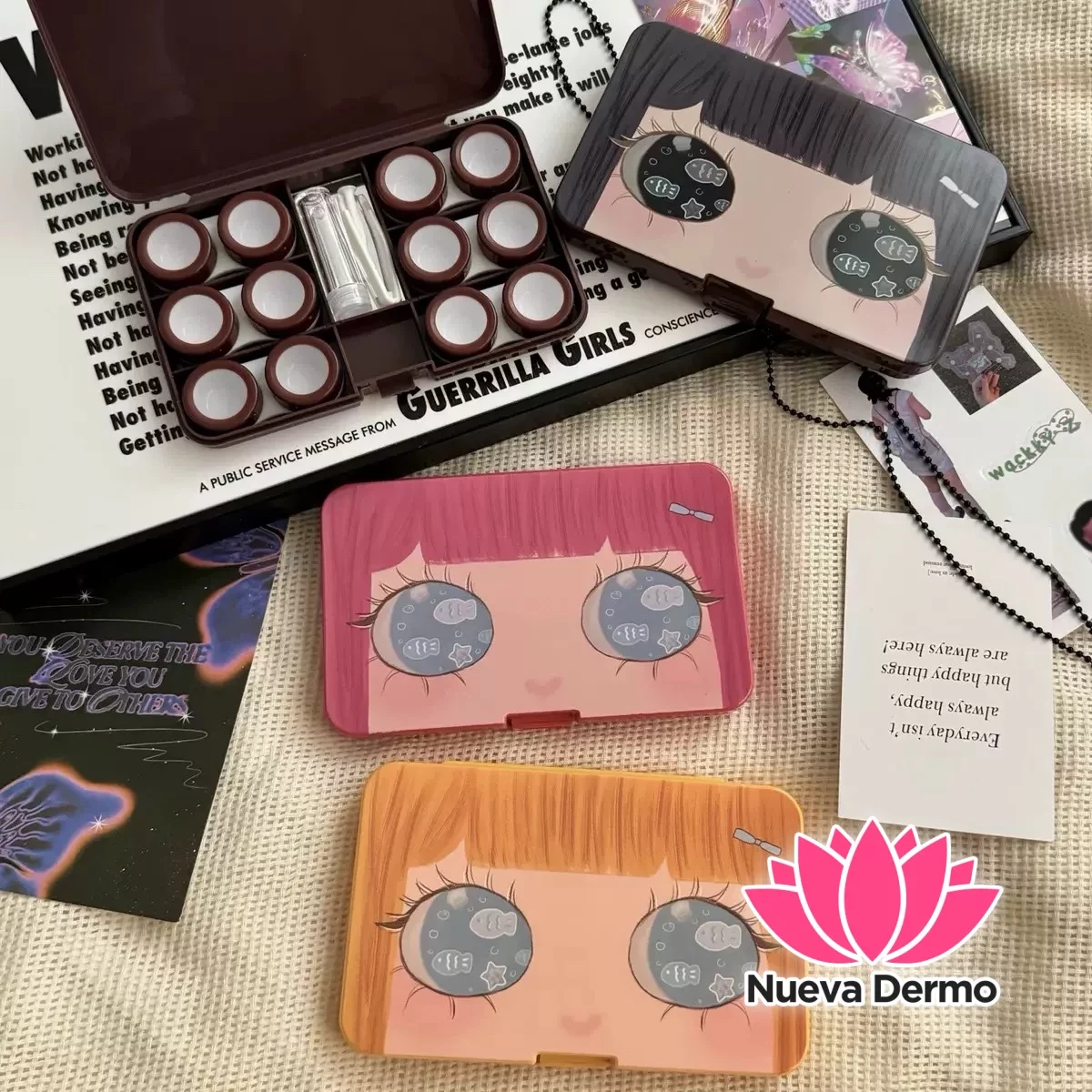 Caja Estuche porta lentes grande kawaii capacidad 6 pares #JUN-MT05