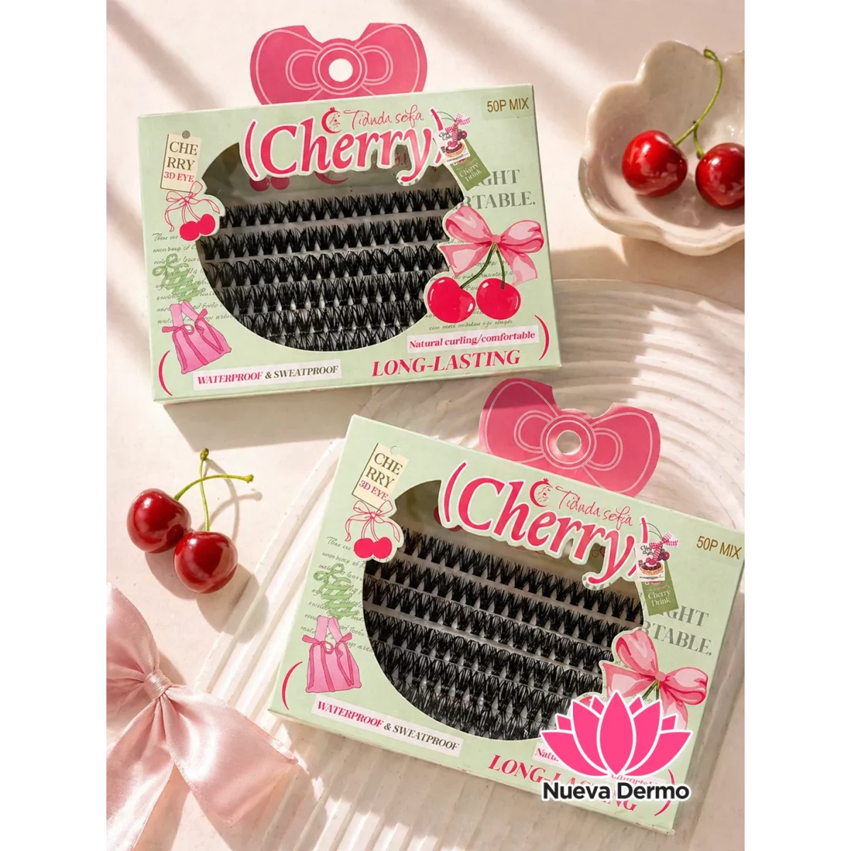 Caja Pestañas Cluster sin pegamento Cherry #jun-jc04 6097 UNIDAD