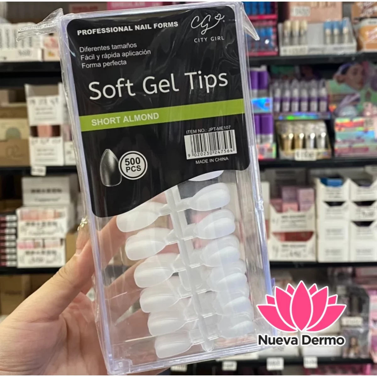 Caja soft gel tips Almendra corto prelimados 500pc City girls