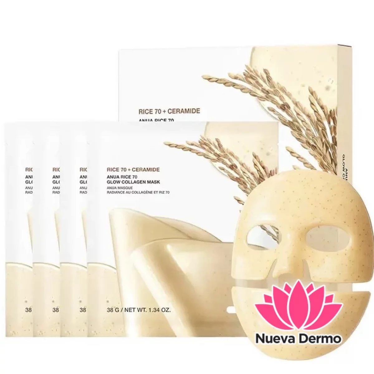 Caja x4u Mascarillas de colageno con extracto de arroz #jun-jy11