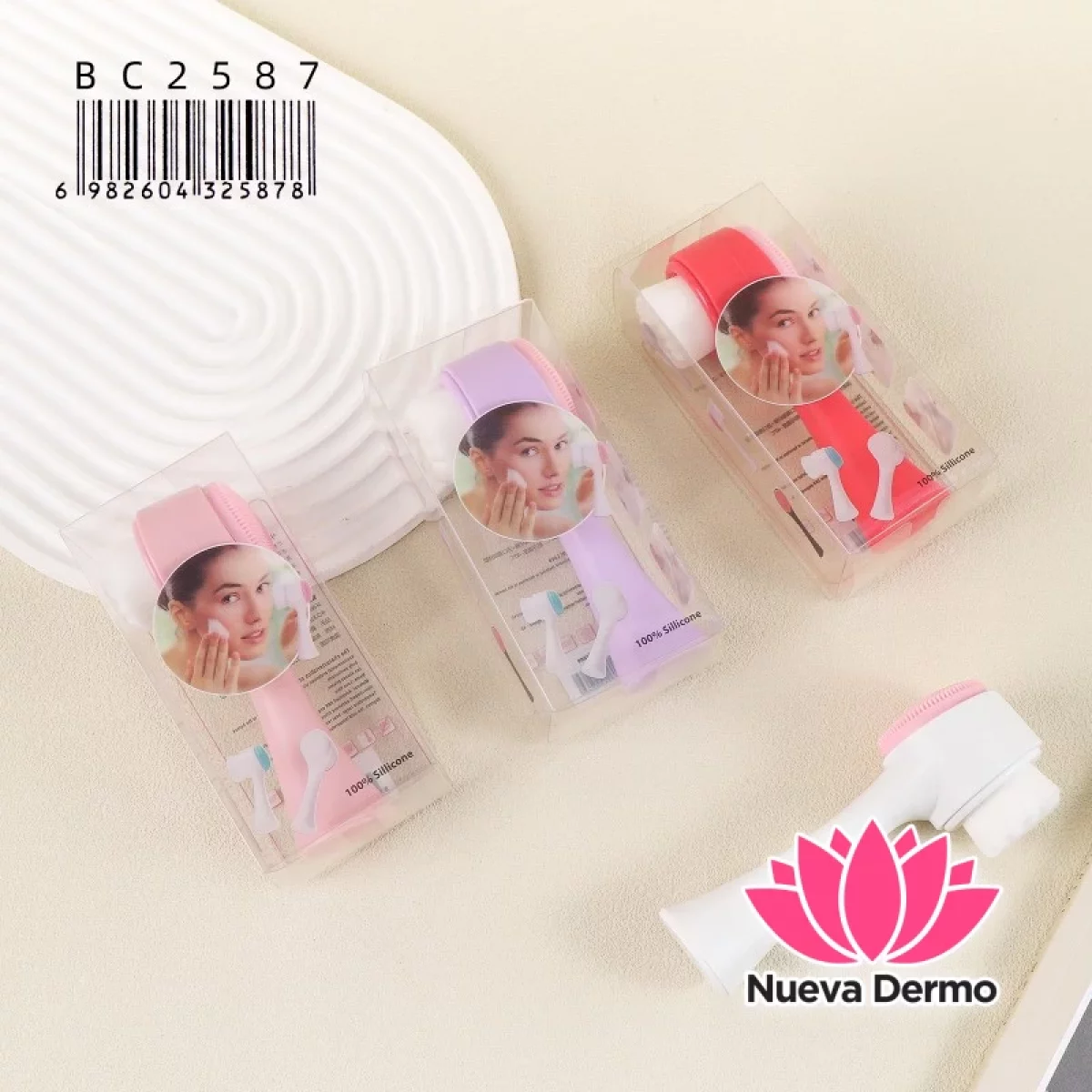 Cepillo Limpiador Facial Doble Cara De Silicona Manual BC2587/25878