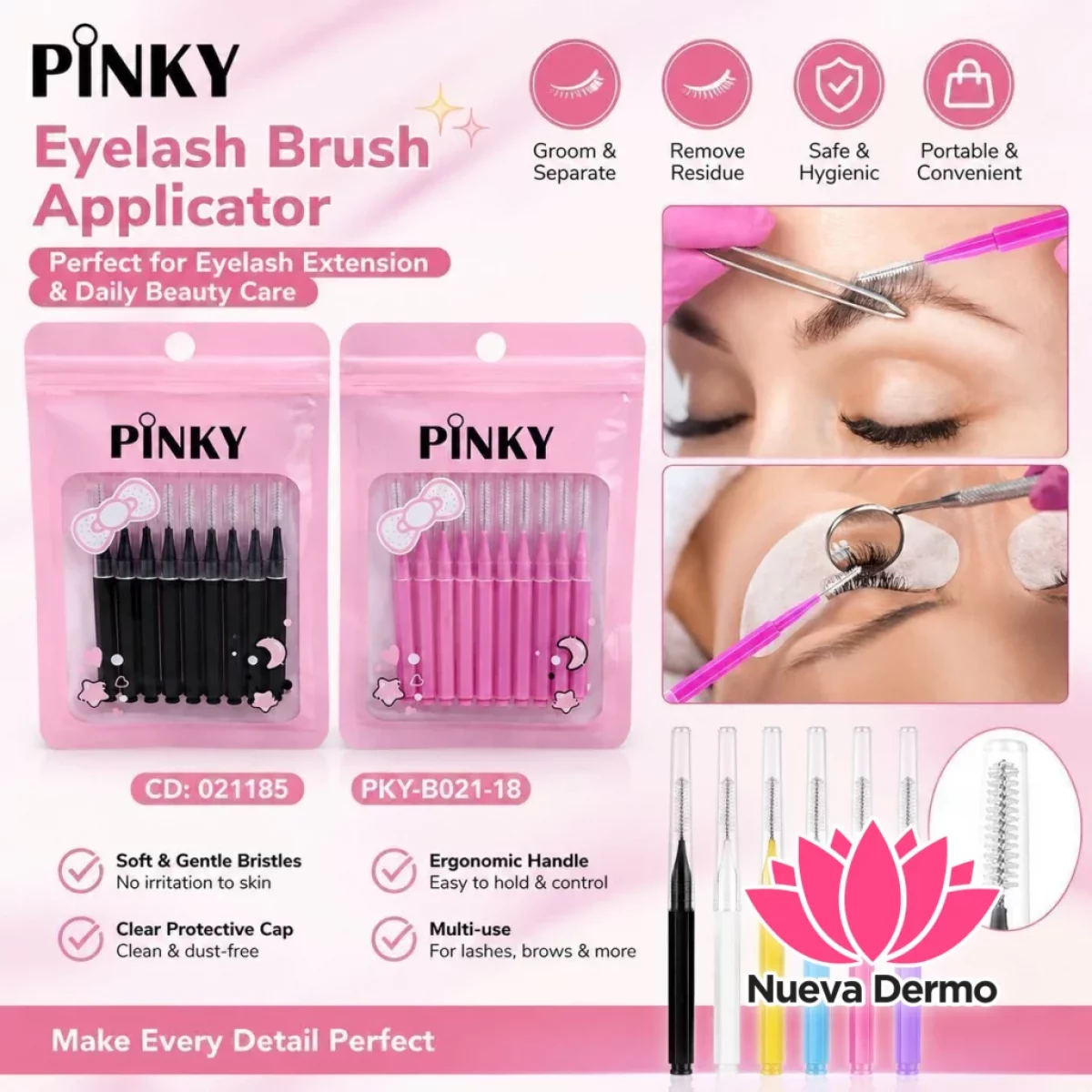 CEPILLO MINI PARA LAMINADO DE CEJAS PINKY CD: 021185