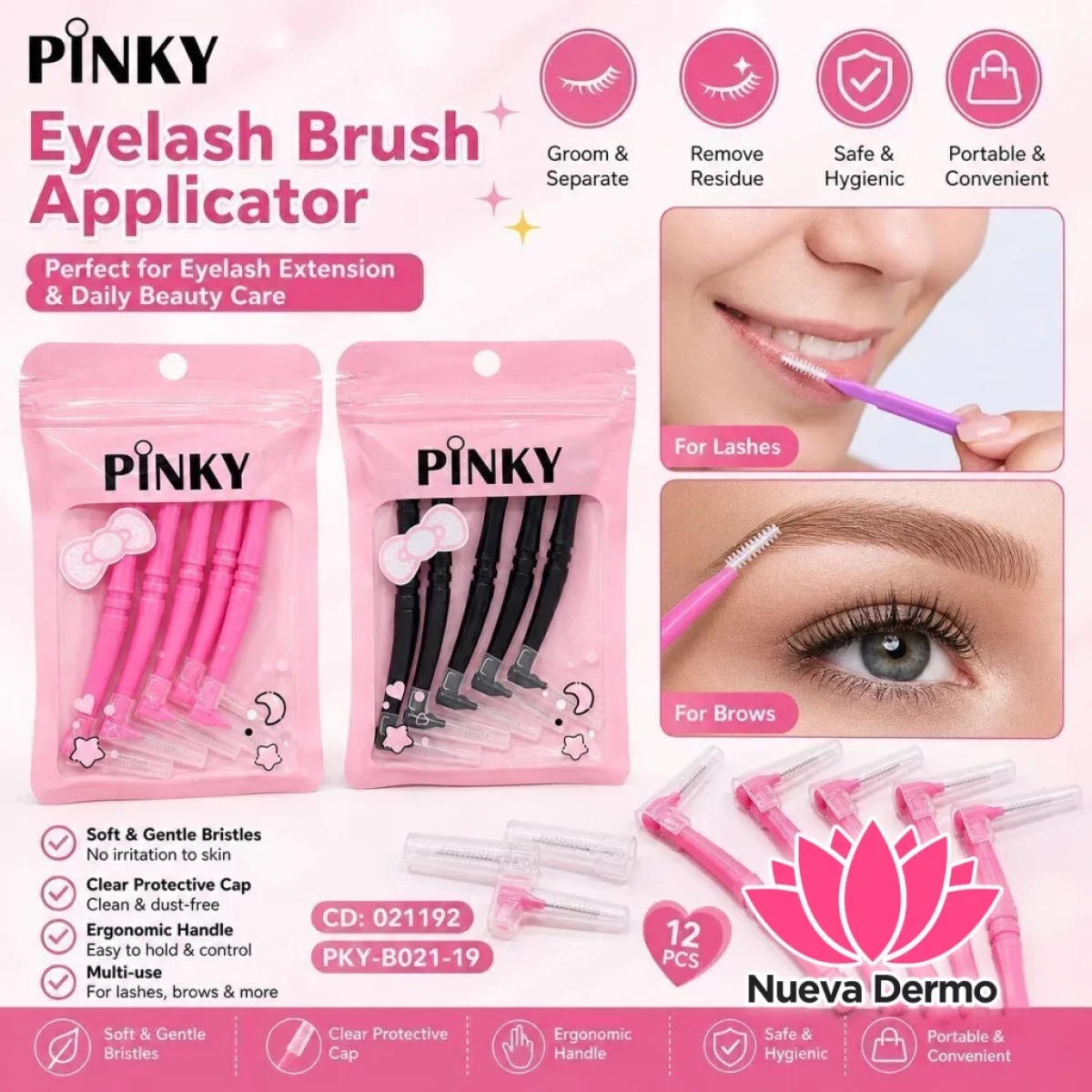 CEPILLO MINI PARA LAMINADO DE CEJAS PINKY CD: 021192