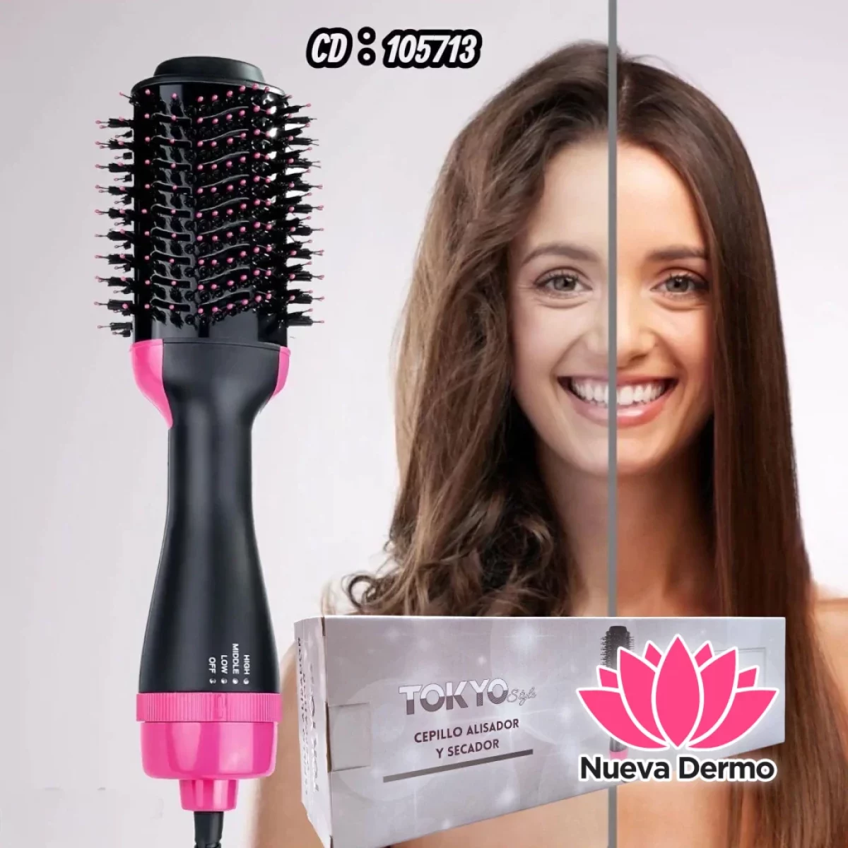 CEPILLO PLANCHA PELO ALISADOR SECADOR ELECTRICO CABELLO TOKYO CD: 105713