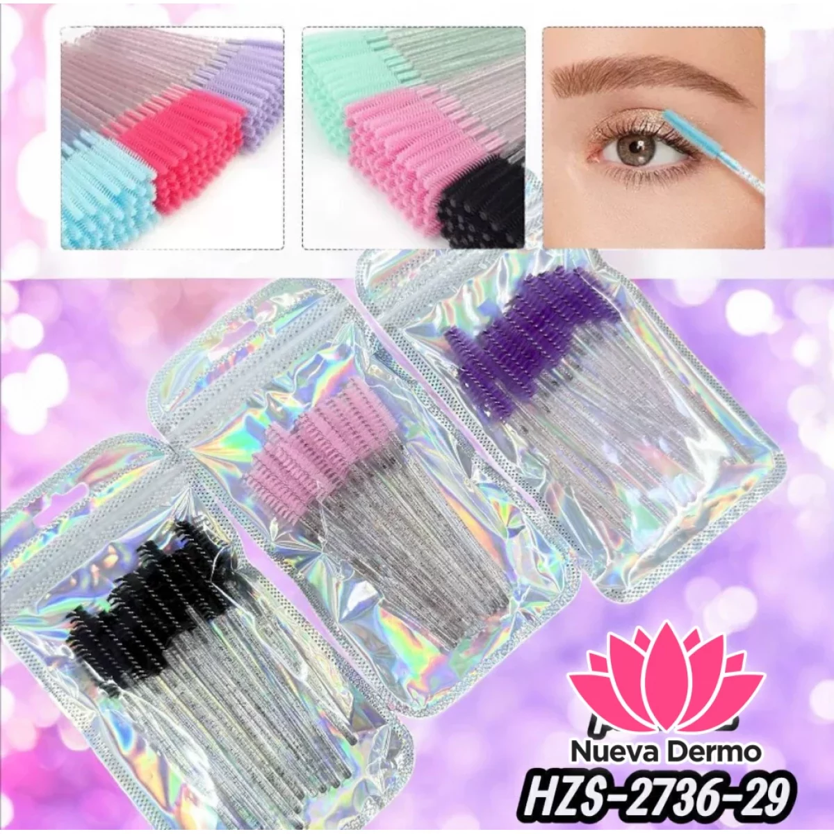 CEPILLOS X10 PEINE CON GLITTER PARA CEJAS/PESTANAS TEI CD: HZS-2736-29