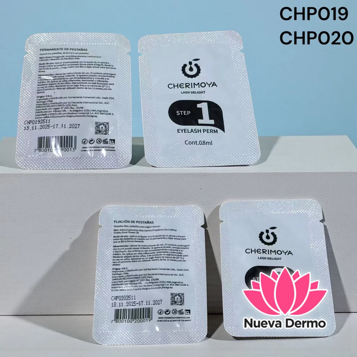 LIFTING DE PESTAÑA PASO 1 Y 2 DE CHERIMOYA CHP019/CHP020 10 KIT DE 1 Y 2