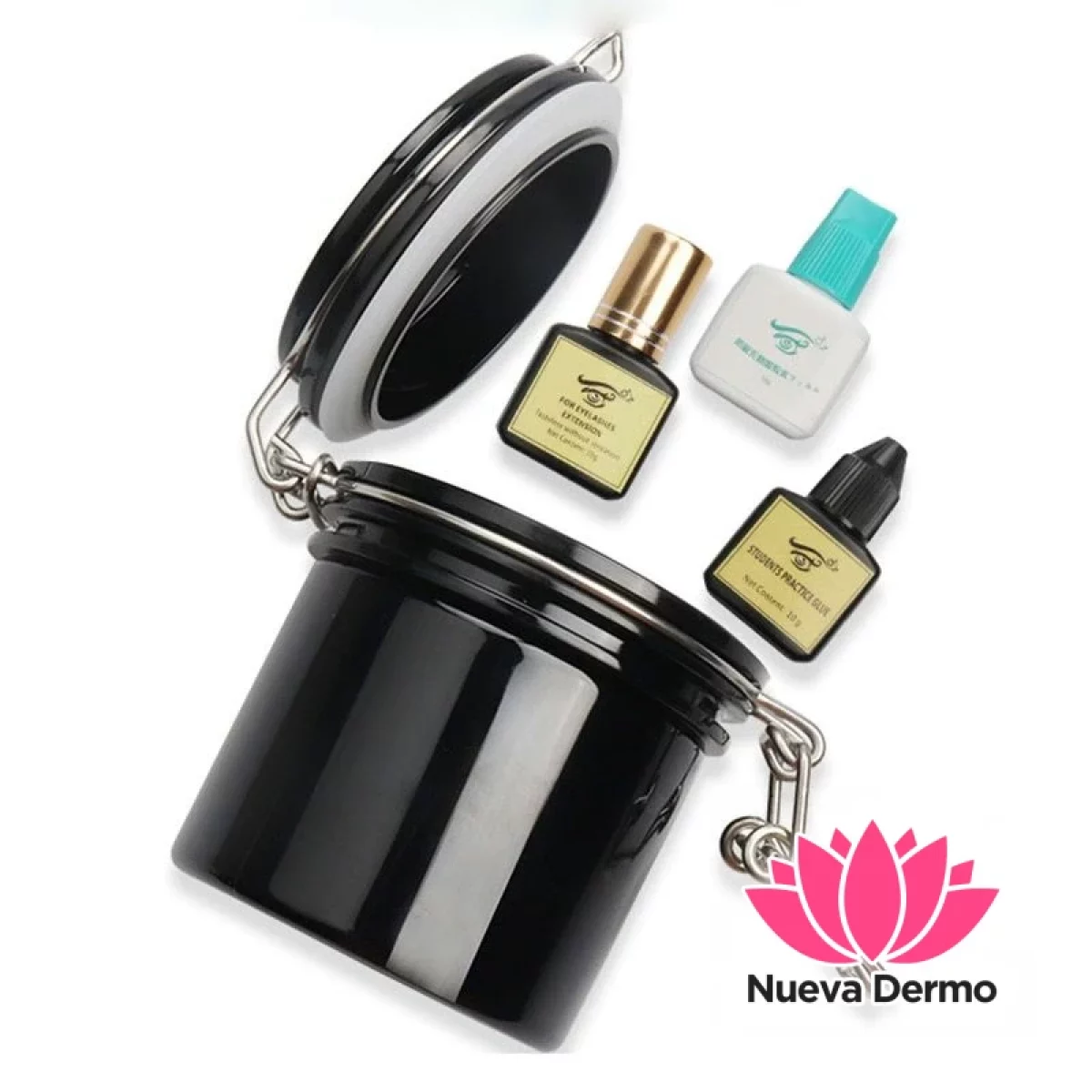 Contenedor Hermético para Pegamento de Extensiones