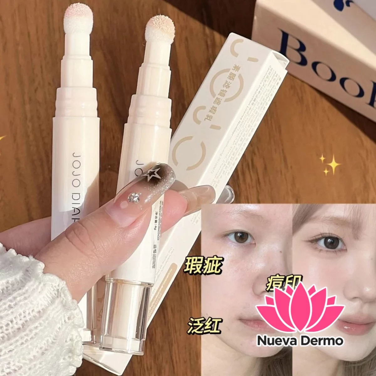 Corrector liquido con aplicador de esponja Jojo Diary 3 tonos #JUN-JJ374