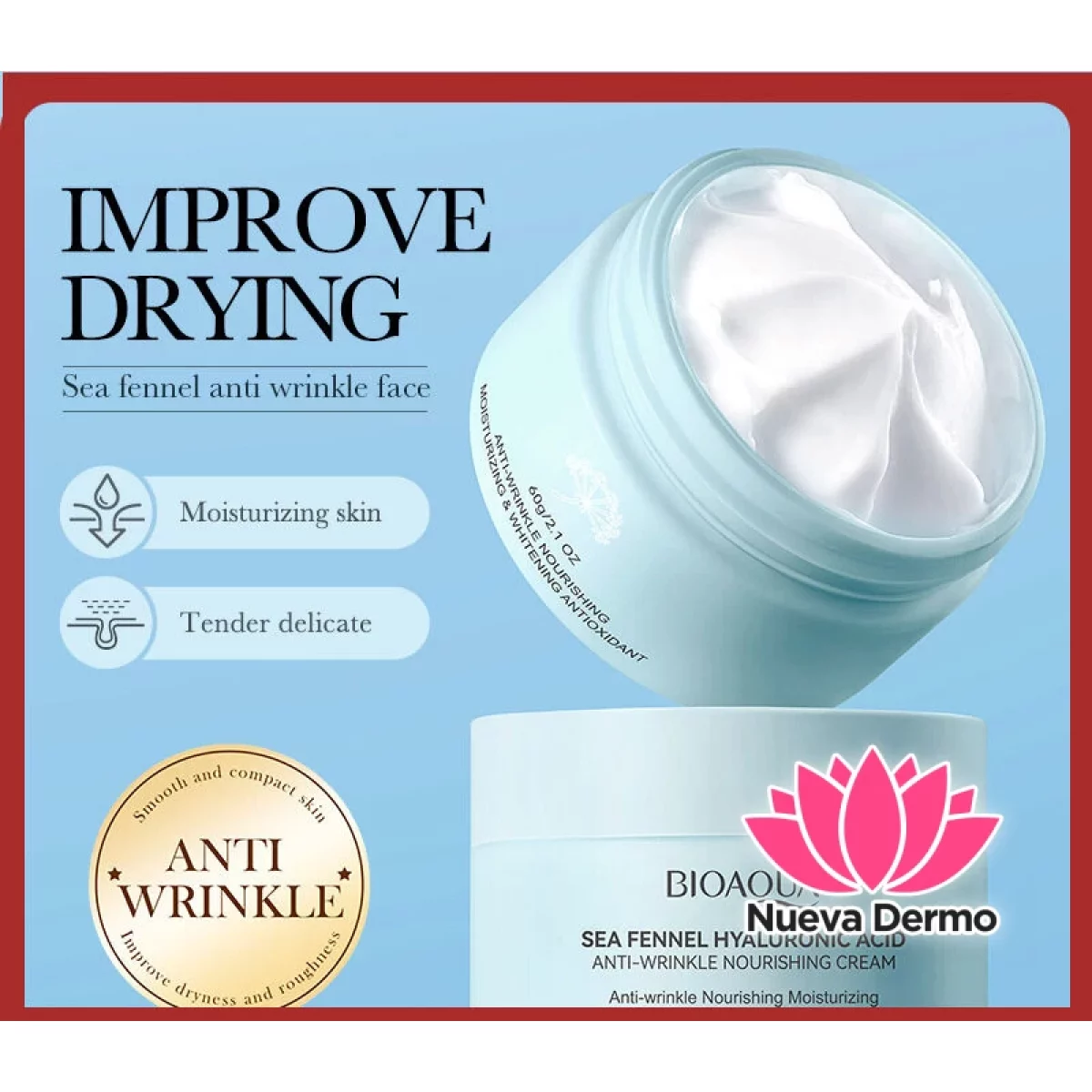 Crema Antiarrugas con Ácido Hialurónico y Hinojo Marino