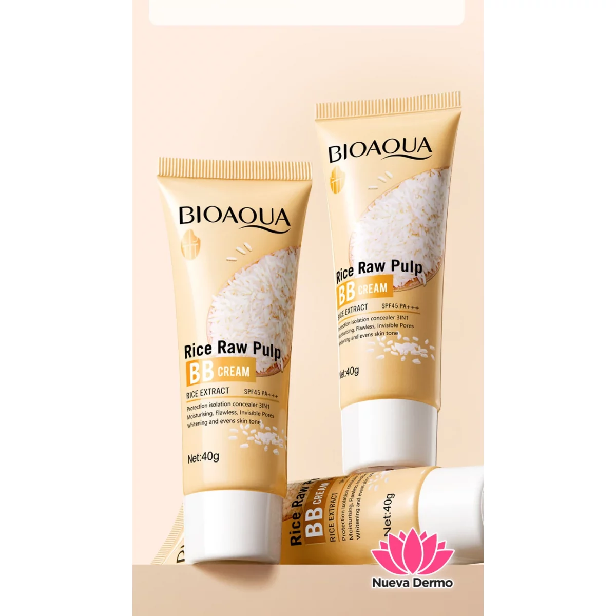 Crema BB de Puro Arroz Blanqueadora Impecable Color Marfil y Natural
