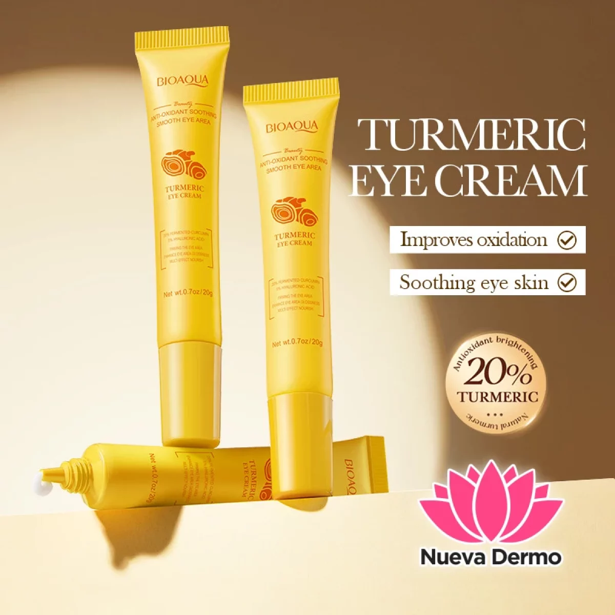 Crema Contorno de Ojos Antioxidante y Calmante con Cúrcuma
