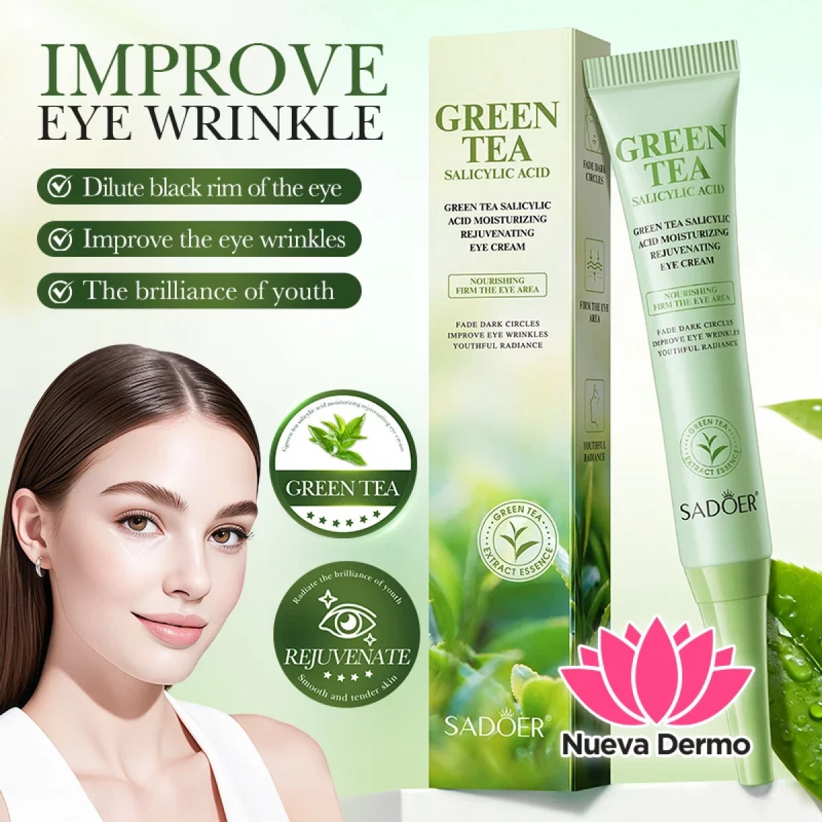 Crema Contorno de Ojos Renovadora y Nutritiva con Té Verde y Ácido Salicílico